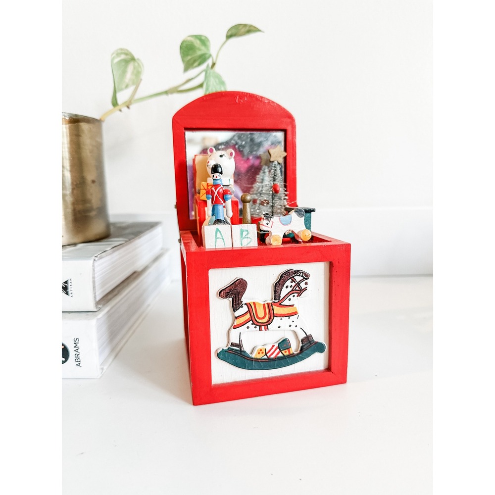 Vintage Wooden Christmas Music Box